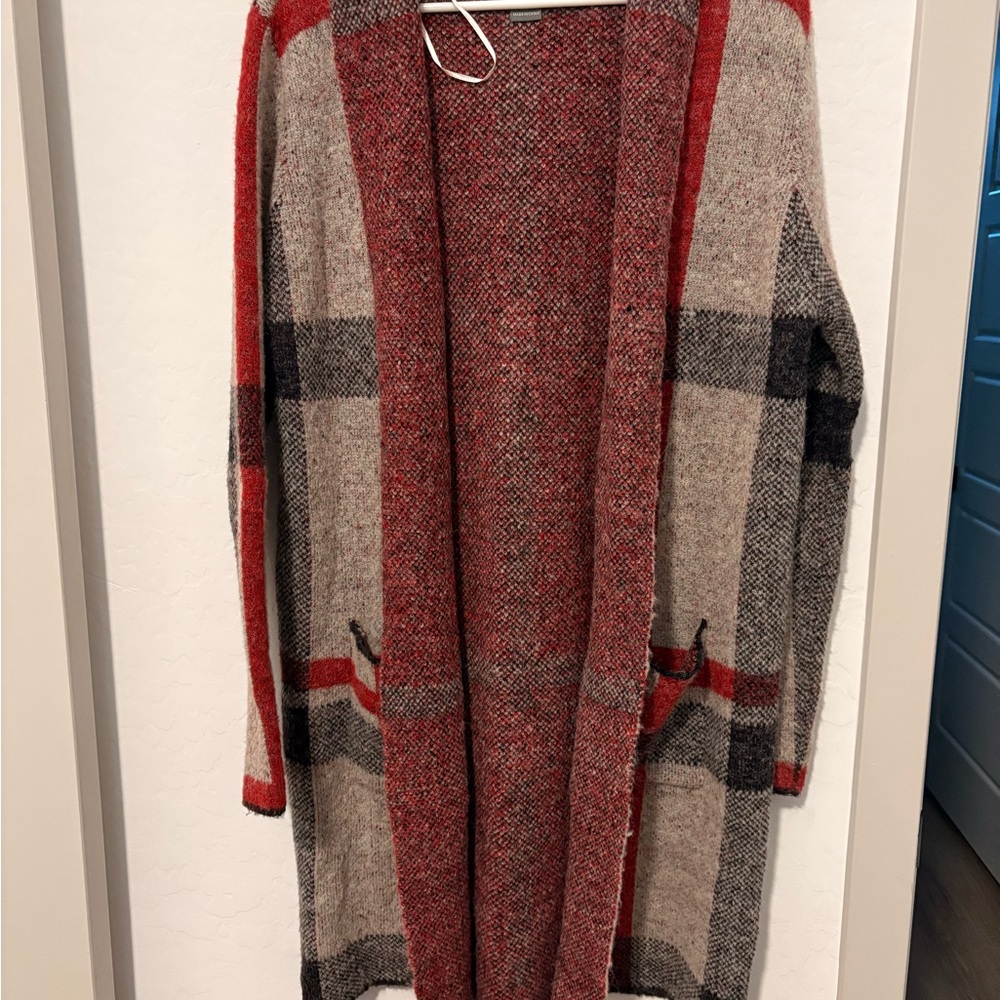Cozy Plaid Open Front Cardigan